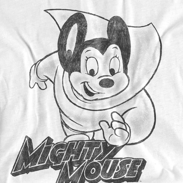Mighty Mouse Unisex Adult Mighty Sketch T-Shirt