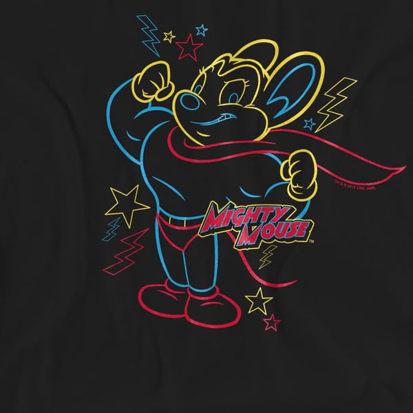 Mighty Mouse Unisex Adult Hero Neon T-Shirt