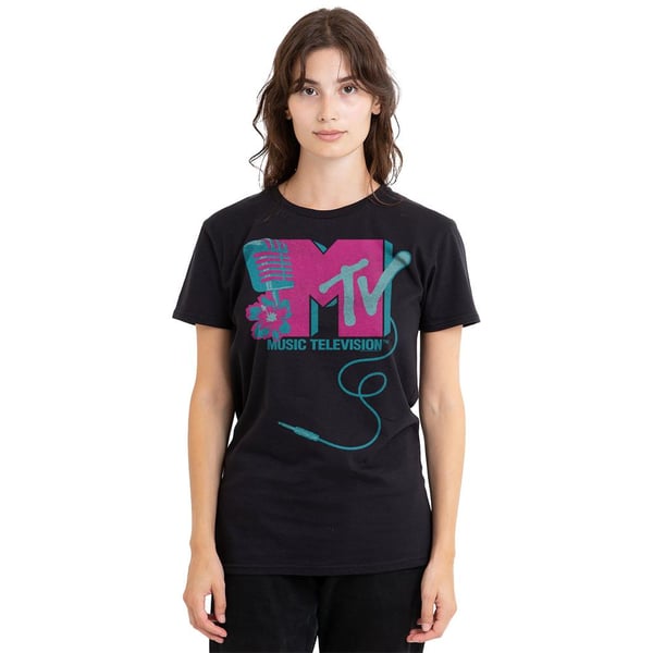 MTV Unisex Adult Microphone Logo T-Shirt