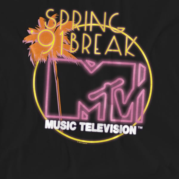 MTV Unisex Adult Spring Break ´91 Neon Sign T-Shirt