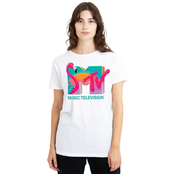 MTV Unisex Adult Vibrant Flamingo Sunset T-Shirt