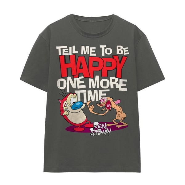 Ren & Stimpy Unisex Adult Tell Me To Be Happy T-Shirt