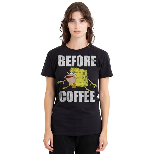 SpongeBob SquarePants Unisex Adult Before Coffee Meme T-Shirt