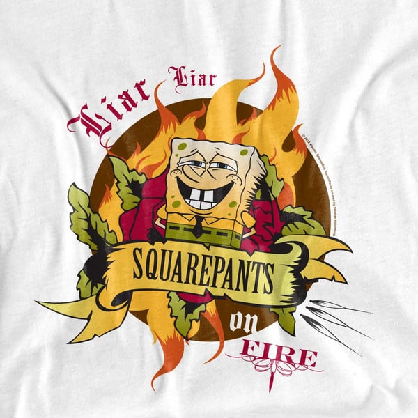 SpongeBob SquarePants Unisex Adult Liar Liar Pants On Fire T-Shirt