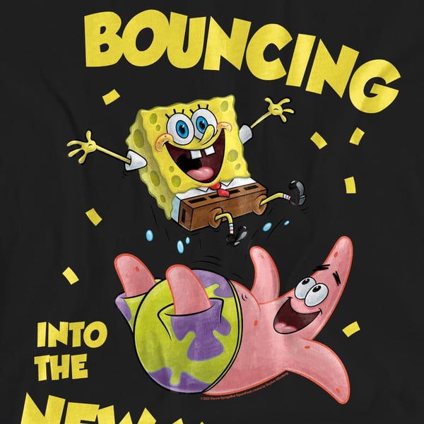 SpongeBob SquarePants Unisex Adult Bouncing Into The New Year T-Shirt