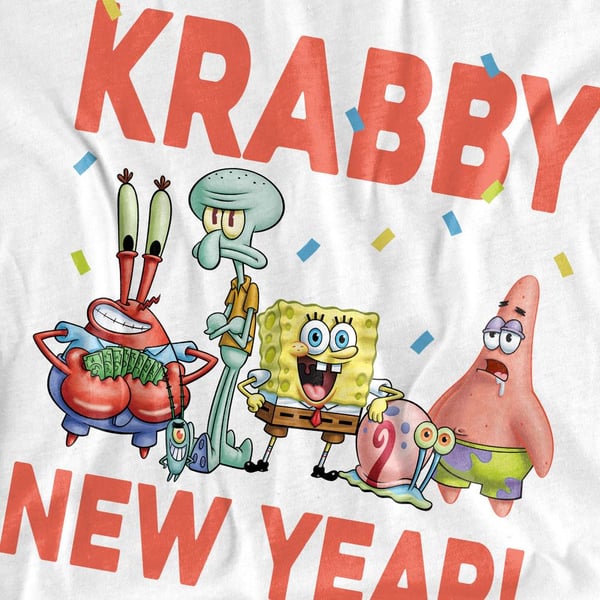 SpongeBob SquarePants Unisex Adult Krabby New Year T-Shirt
