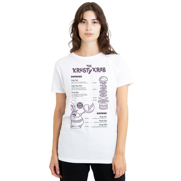 SpongeBob SquarePants Unisex Adult Krusty Krab Menu T-Shirt