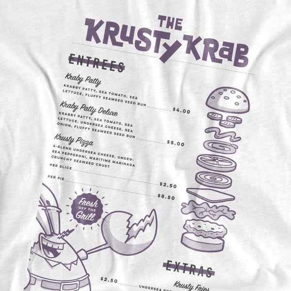 SpongeBob SquarePants Unisex Adult Krusty Krab Menu T-Shirt