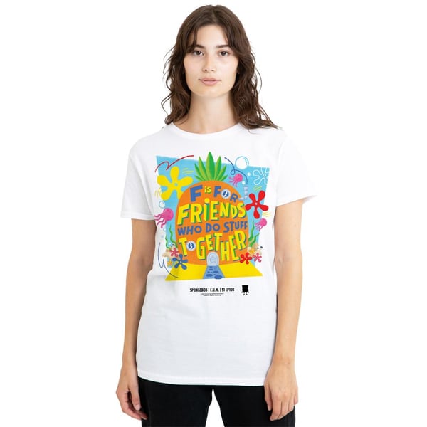 SpongeBob SquarePants Unisex Adult Friends Pineapple T-Shirt