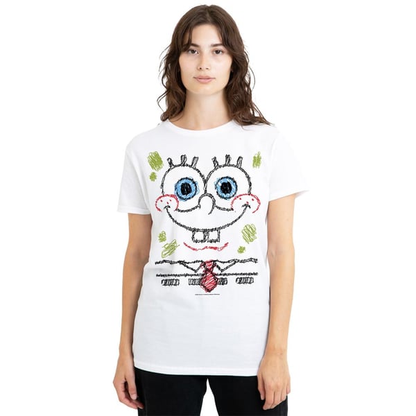 SpongeBob SquarePants Unisex Adult Scribble Smile T-Shirt
