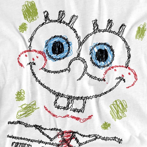 SpongeBob SquarePants Unisex Adult Scribble Smile T-Shirt