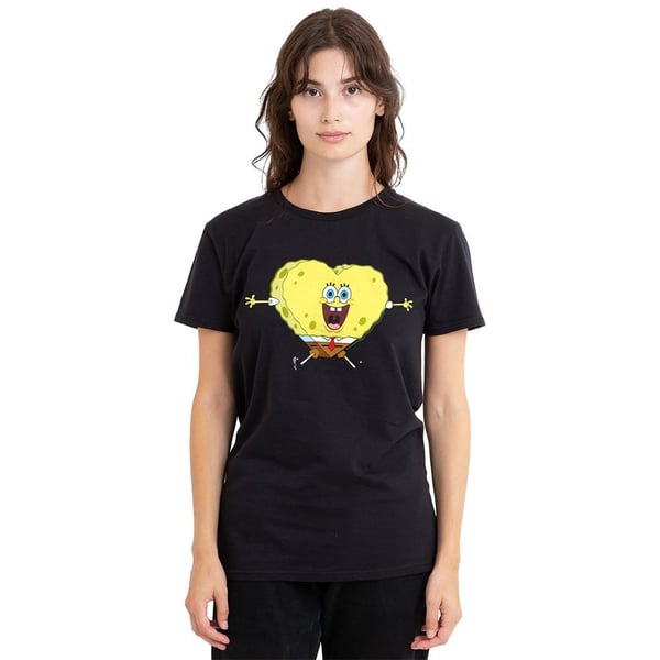SpongeBob SquarePants Unisex Adult Heart-Shaped Sponge Valentine`s Day T-Shirt