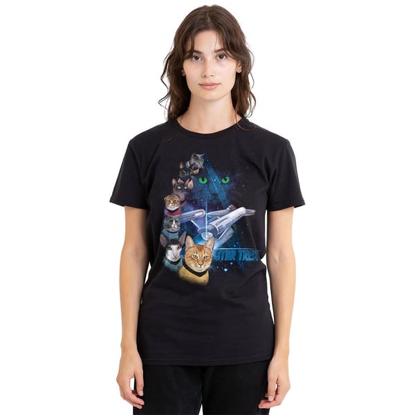 Star Trek Unisex Adult Feline Galaxy T-Shirt