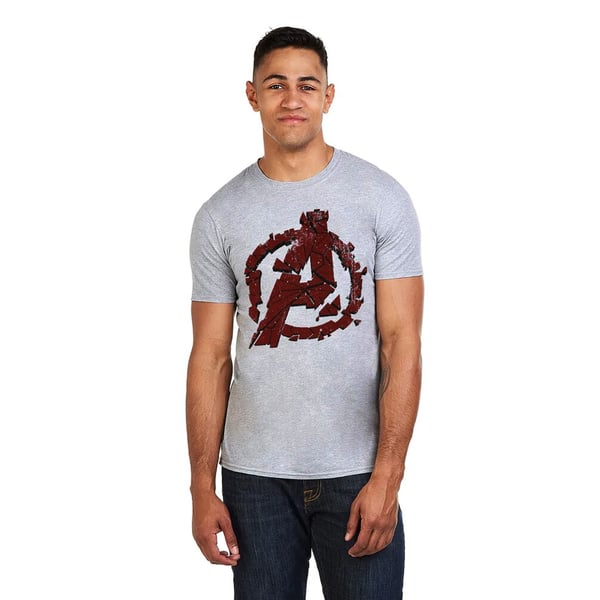 Avengers Endgame Mens Cracked Marl T-Shirt