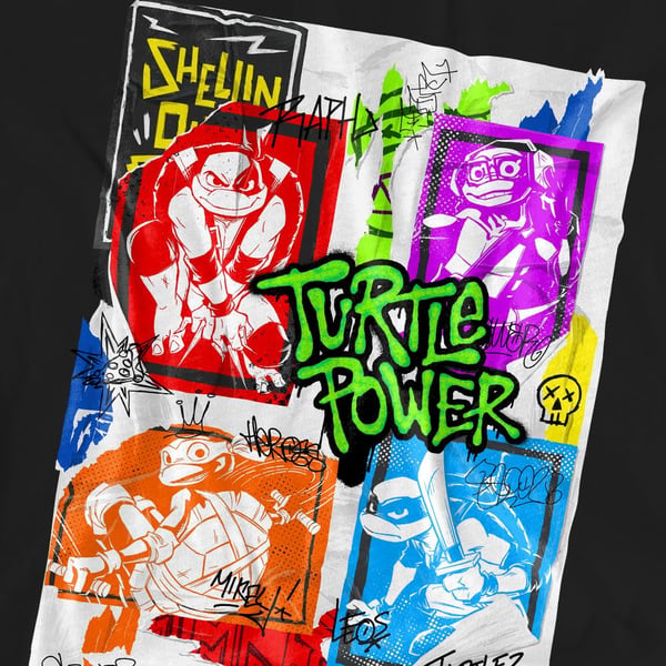 Tales of the Teenage Mutant Ninja Turtles Unisex Adult Lino Poster T-Shirt