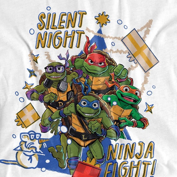 Teenage Mutant Ninja Turtles: Mutant Mayhem Unisex Adult Silent Night Ninja Fight Christmas T-Shirt