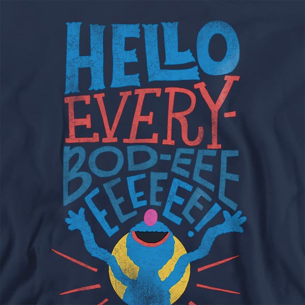 Sesame Street Unisex Adult Hello Everybody Grover Sweatshirt