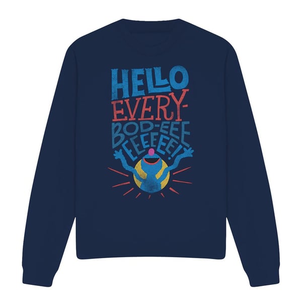 Sesame Street Unisex Adult Hello Everybody Grover Sweatshirt