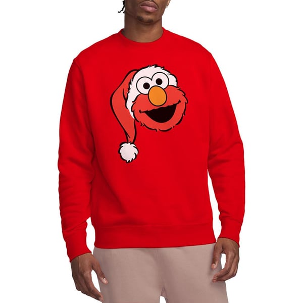 Sesame Street Unisex Adult Elmo Santa Hat Christmas Sweatshirt