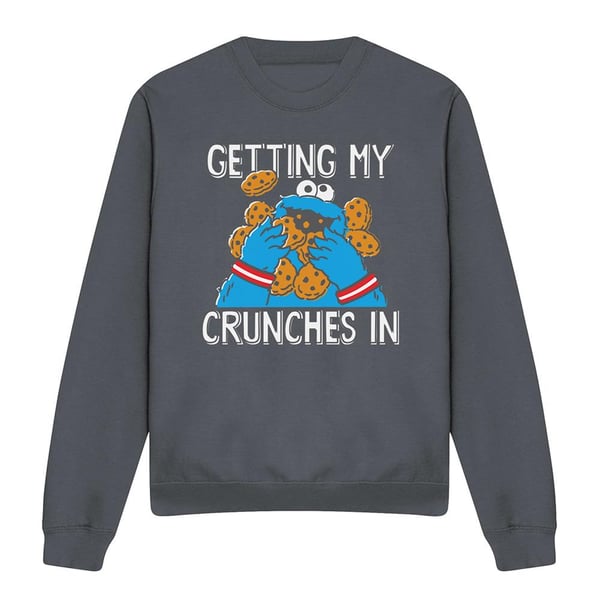 Sesame Street Unisex Adult My Crunches Cookie Monster Sweatshirt