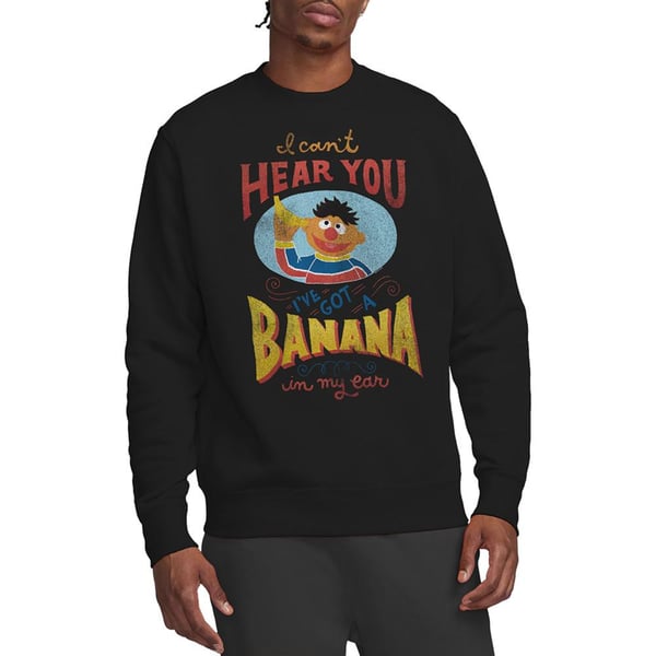 Sesame Street Unisex Adult Banana In My Ear Ernie Sweatshirt