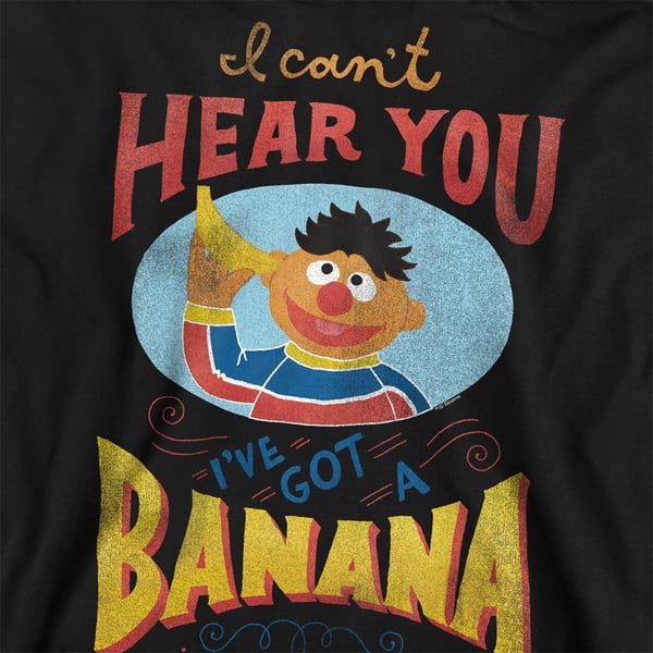 Sesame Street Unisex Adult Banana In My Ear Ernie Sweatshirt