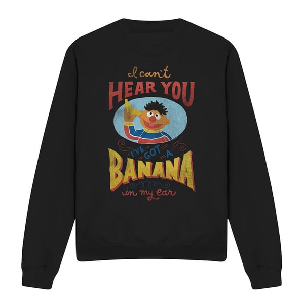 Sesame Street Unisex Adult Banana In My Ear Ernie Sweatshirt