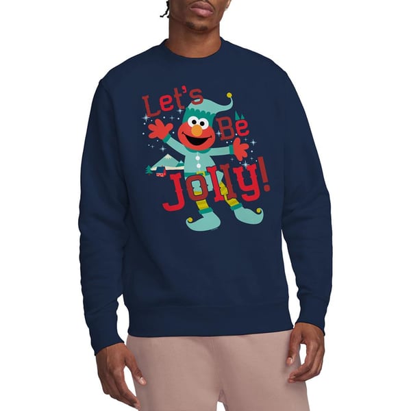 Sesame Street Unisex Adult Let´s Be Jolly Elmo Elf Christmas Sweatshirt