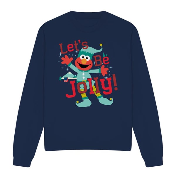 Sesame Street Unisex Adult Let´s Be Jolly Elmo Elf Christmas Sweatshirt