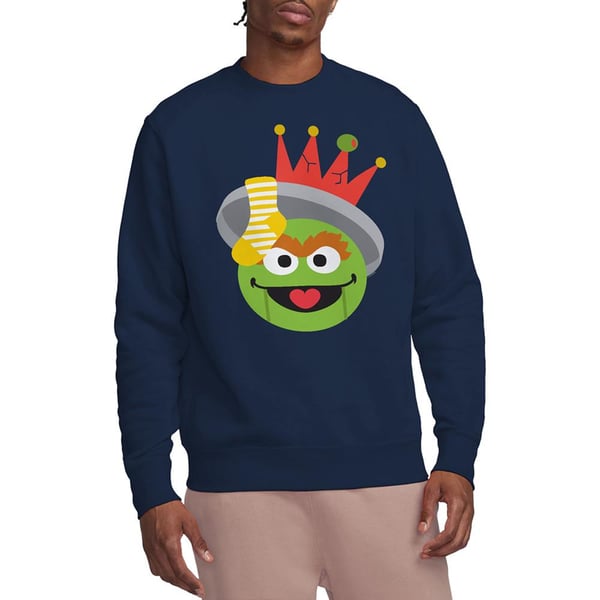Sesame Street Unisex Adult Oscar The Grouch Nutcracker Christmas Sweatshirt