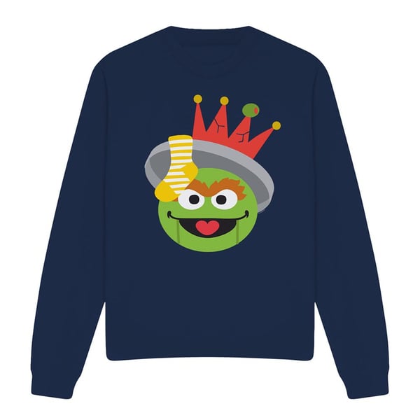 Sesame Street Unisex Adult Oscar The Grouch Nutcracker Christmas Sweatshirt