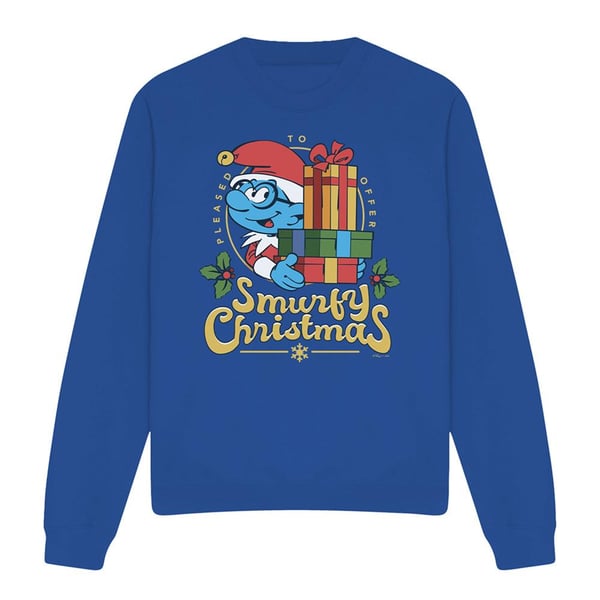 The Smurfs Unisex Adult Brainy Smurf Christmas Sweatshirt