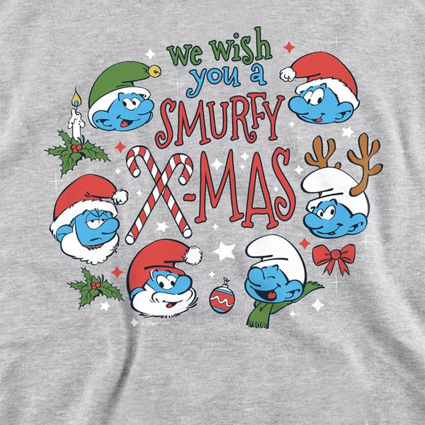 The Smurfs Unisex Adult We Wish You A Smurfy Christmas Sweatshirt