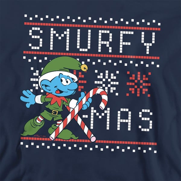 The Smurfs Unisex Adult Smurfy Candy Cane Sweatshirt