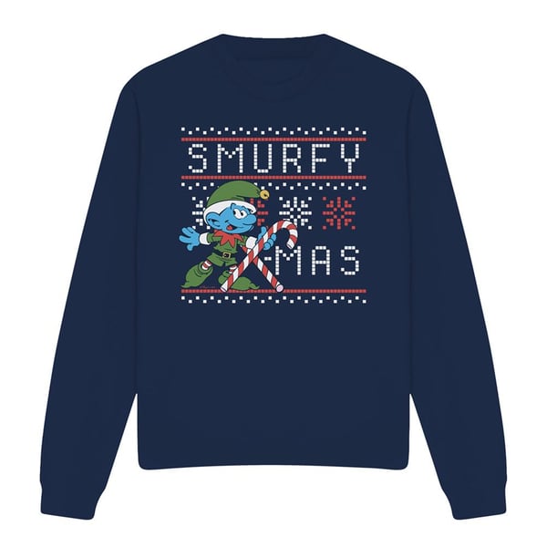 The Smurfs Unisex Adult Smurfy Candy Cane Sweatshirt