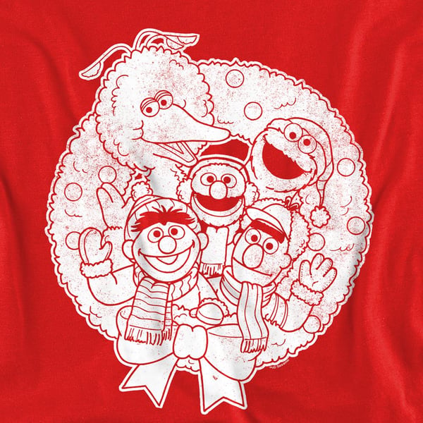 Sesame Street Unisex Adult Wreath Vintage Christmas Sweatshirt