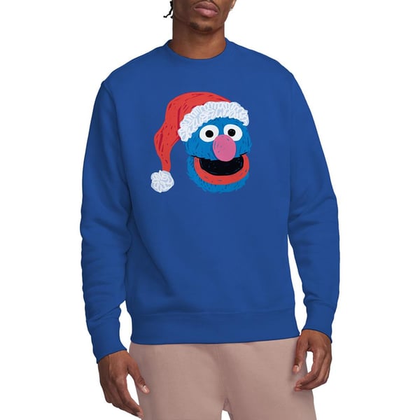 Sesame Street Unisex Adult Grover Scribble Christmas Sweatshirt