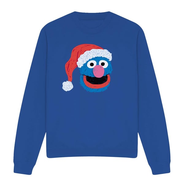 Sesame Street Unisex Adult Grover Scribble Christmas Sweatshirt