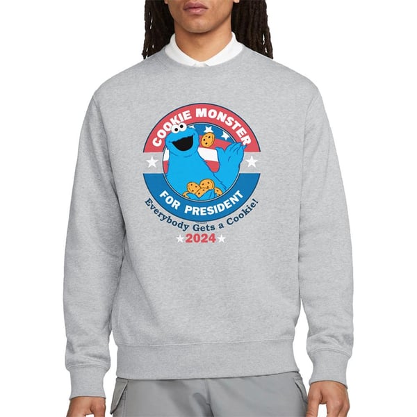 Sesame Street Unisex Adult Cookie For President Cookie Monster Sweatshirt
