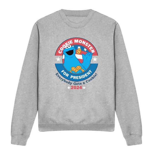 Sesame Street Unisex Adult Cookie For President Cookie Monster Sweatshirt