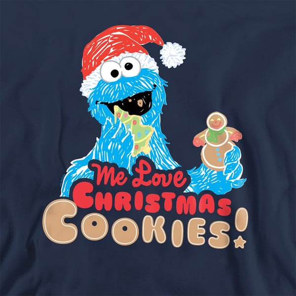 Sesame Street Unisex Adult Me Love Christmas Cookies! Cookie Monster Sweatshirt
