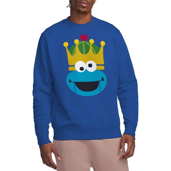 Sesame Street Unisex Adult Cookie Monster Nutcracker Christmas Sweatshirt