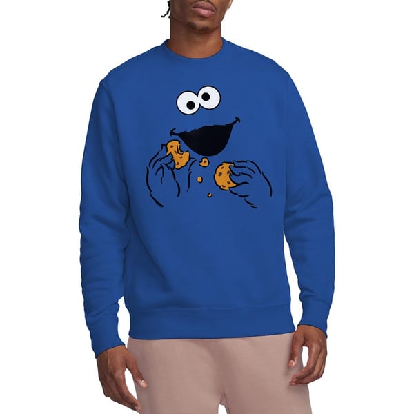 Sesame Street Unisex Adult Om Nom Cookie Monster Face Sweatshirt