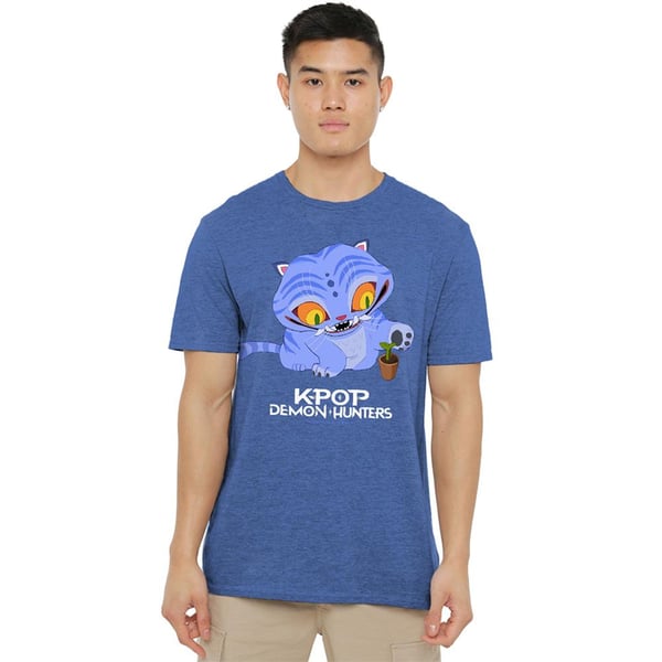 K-Pop Demon Hunters Unisex Adult Cute Derpy Tiger Heather T-Shirt