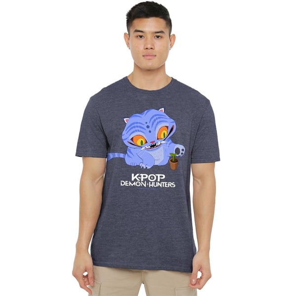 K-Pop Demon Hunters Unisex Adult Cute Derpy Tiger Heather T-Shirt
