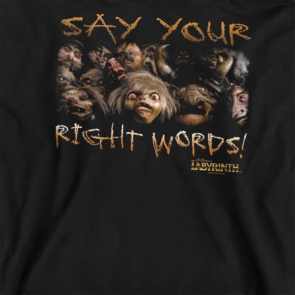 Labyrinth Unisex Adult Say Your Right Words Sweatshirt