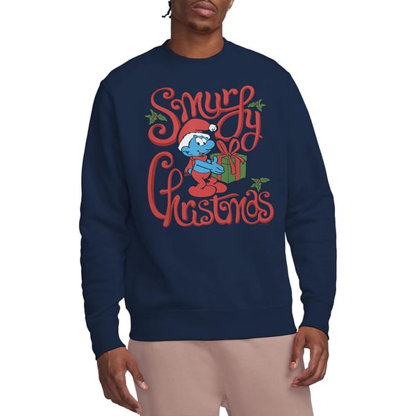 The Smurfs Unisex Adult Smurfy Christmas Gift Wrap Sweatshirt