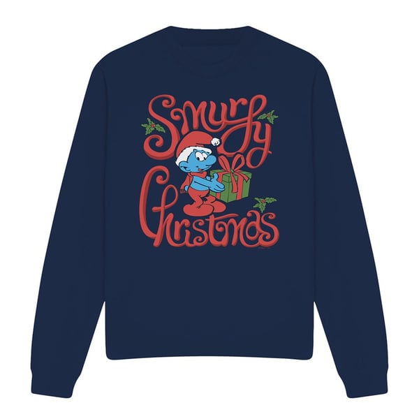 The Smurfs Unisex Adult Smurfy Christmas Gift Wrap Sweatshirt