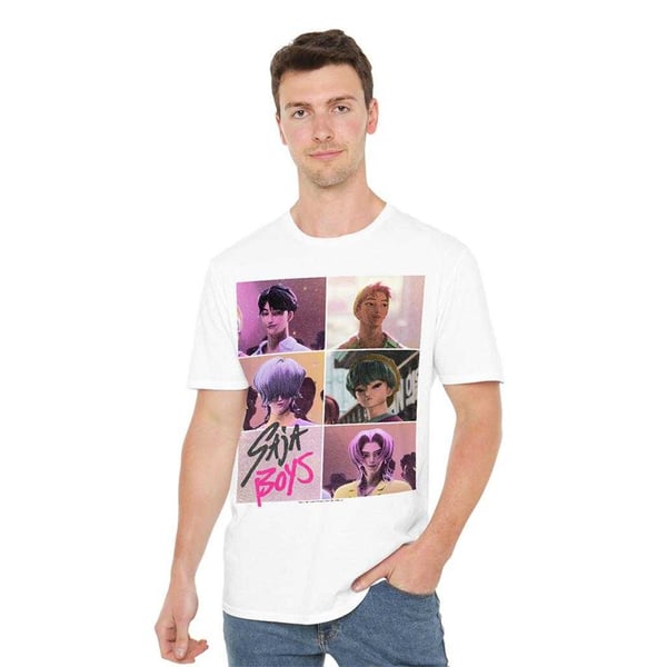 K-Pop Demon Hunters Unisex Adult Era Saja Boys Grid T-Shirt