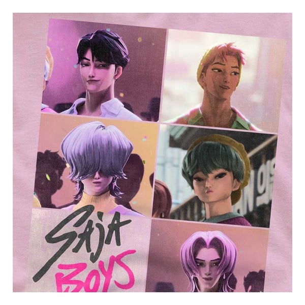 K-Pop Demon Hunters Unisex Adult Era Saja Boys Grid T-Shirt